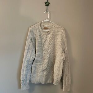 Vintage cream cable knit crew neck sweater XXL (cotton and wool)